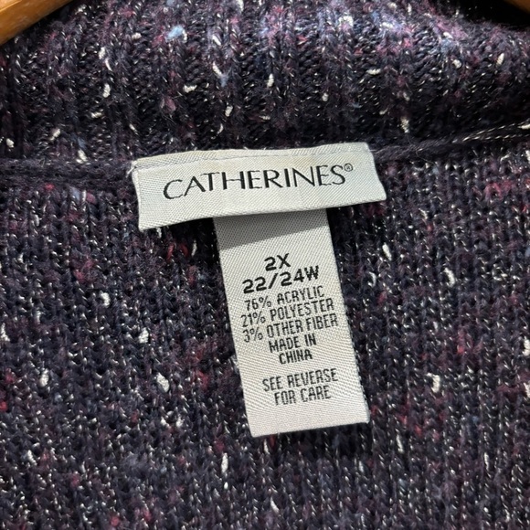 Catherines 2X Sweater Cardigan Button front purple Mid Length - Picture 4 of 9